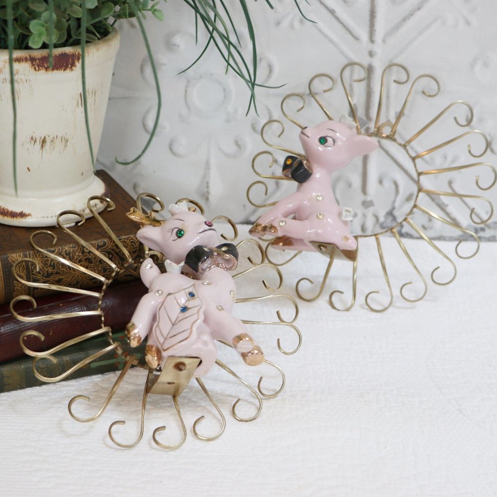 Vintage Midcentury Modern Reindeer Wall Plaques